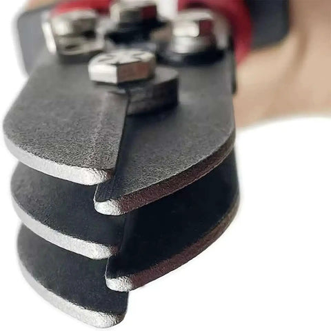 Close-up of Five Metal Sheet Crimping Tool Made From High Carbon Steel With Ergonomic Nonslip Handle for gutter and pipe systems