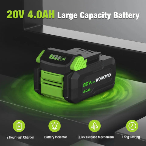 20V 4.0Ah battery for Powerful 20V Cordless Mini Circular Saw With Laser Guide, featuring quick release mechanism.
