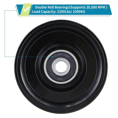 Front view of Heavy Duty V Groove Gate Wheel 3.9 Inch With Double Bearings, Sliding Gate Caster For Inverted V Track, 2200 Lbs Load Capacity