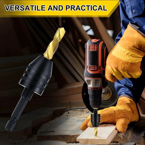 Two-pack black keyless drill chuck adapters with 1/4-inch hex shank for impact drivers