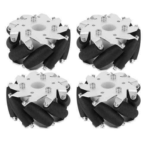 Omni Directional Mecanum Wheel Set For RC Robots, 4Pcs 100mm Steel Wheels For Robot Car, Left And Right Sides