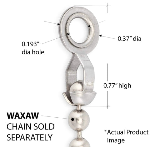 Close-up of Eight And Ten Beaded Ball Chain Pull Loop Connectors Pack Of Twelve In Stainless Steel Usa Made with dimensions
