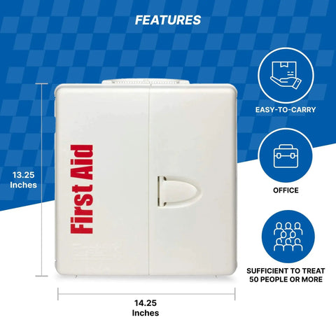 OSHA Compliant 50 Person Workplace First Aid Kit With 245 Pieces in 14.25x13.25 inch Plastic Cabinet by First Aid Only