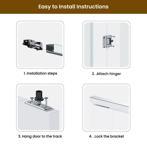 Installation steps for Bifold Closet Door For 24x80 Opening With Tempered Frosted Glass Folding Barn Door Kit