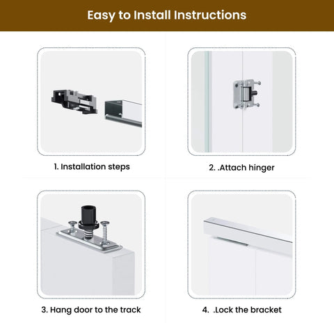 Installation steps for Space-Saving Bifold Door For 30x80 Opening, Tempered Frosted Glass Closet Folding Barn Door With Hardware Kit