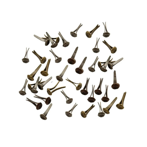 Scattered Idea-ology Metal Mini Fasteners Pack, 99 Pieces, One Quarter Inch, Antique Finishes, for scrapbooking and crafting.