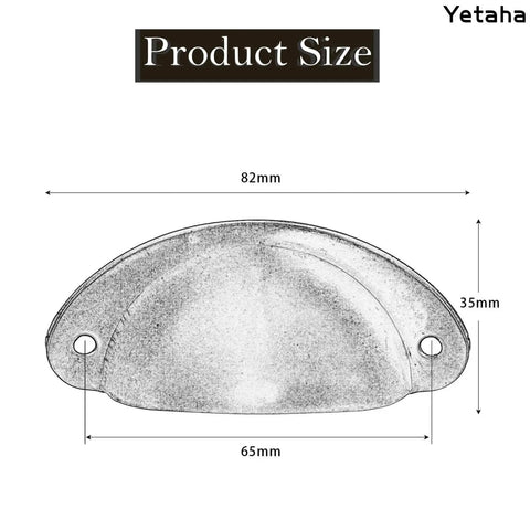 Product size diagram of 10 Pack Cup Pulls Cabinet Hardware 3.23 By 1.38 Inches With 2.56 Inch Center to Center Holes
