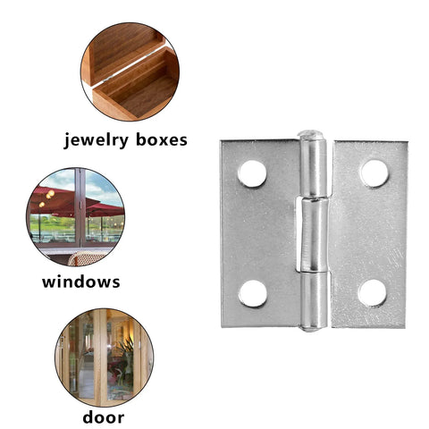 Piutouyar 6-pack 1-inch butt hinge, 304 stainless steel with screws; for boxes, gates, drawers.