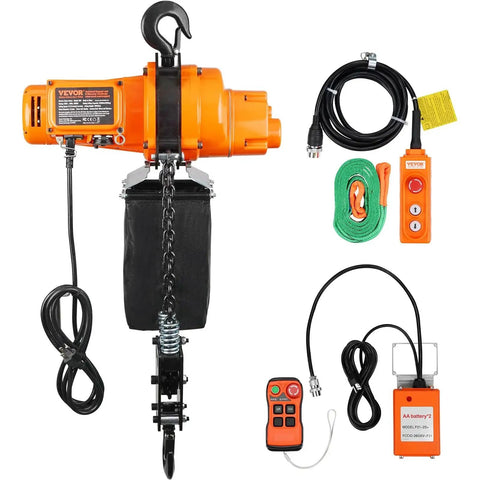 Electric Chain Hoist 2200 Lb 20 Ft Lift 120V Single Phase Remote Control with accessories and remote
