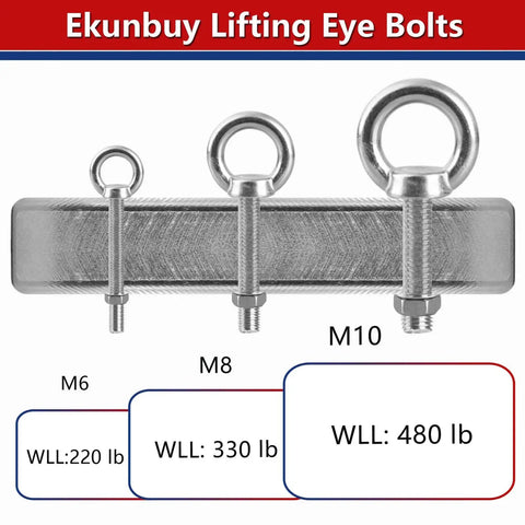 Heavy Duty Stainless Steel Eyebolt Set With Threaded Rings And Nuts For Lifting Indoor Outdoor Use M6 Eyebolts With Washers 304 Grade
