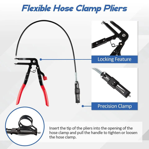 Nine Piece Hose Clamp Pliers Set For Automotive Clamp Removal And Replacement with locking feature and precision clamp.