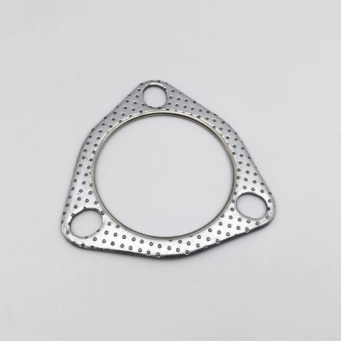 Exhaust gasket, 2.5 inch, 63.5mm bore with 3-bolt flange, metal with perforated texture