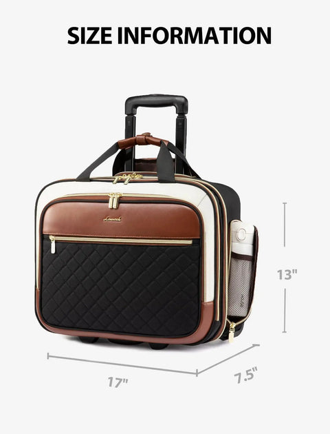 Rolling Laptop Bag For Women With Wheels 17.3 Inch Laptop Briefcase For Work Travel And On The Go Business LOVEVOOK size info