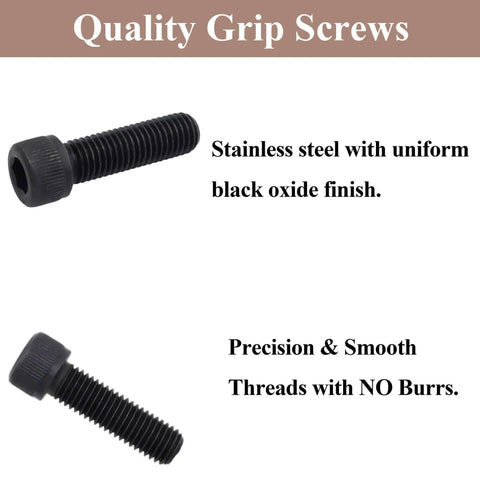 Eight Sets Hex Allen Head AR Grip Screws 1/4-28 X 7/8 Inch With Exterior Tooth Lock Washers For DIY Builds And Replacements Includes Wrench