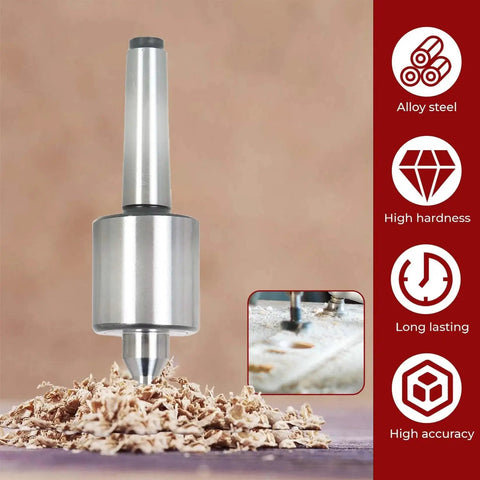 MT2 Live Center For Wood And Metal Lathe With 0.000197 Inch Accuracy 220 LB Load Capacity 60 Degree Center Point Three Ball Bearings Spindle