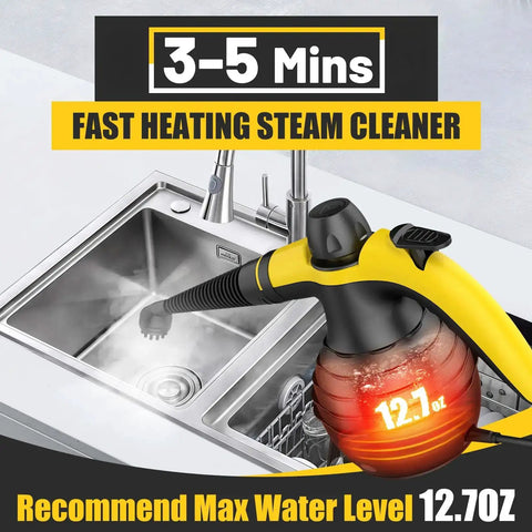 Pressurized Handheld Steam Cleaner With 10 Accessories And Safety Lock For Home And Car Cleaning used on kitchen sink