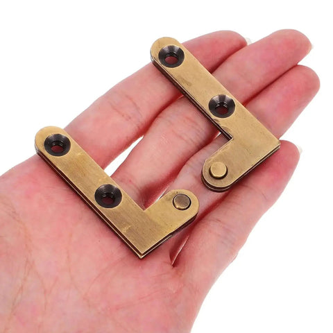 Hand holding Two Pack Bronze Pivot Door Hinges, Heavy Duty Concealed Pivot Hinge Set for Narrow Doors, Hidden Bookcase Hardware