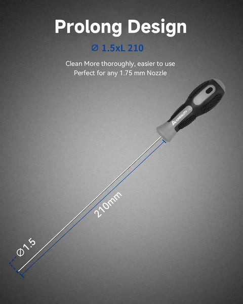 0.4mm Needle Clog Poke Pro Grade For 1.75mm 3D Printer Nozzles Stainless Steel Cleaner Kit With Soft Rubber Handle 210mm Reach Arrow Tip