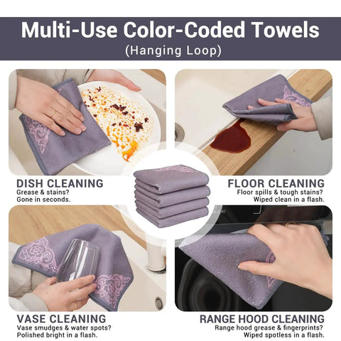 Multi-use 12 Pack Microfiber Cleaning Cloths For Cars And Home Ultra Absorbent Towels used for various cleaning tasks