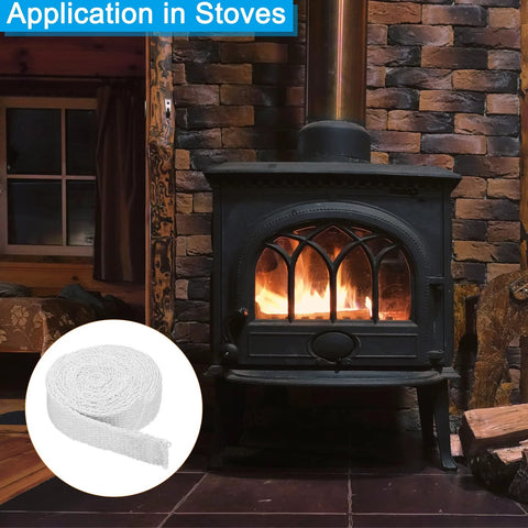 PATIKIL wood stove gasket, 2x1/8x157 in, ceramic fiber seal rope, 2 pcs, white, for stoves and fireplace doors