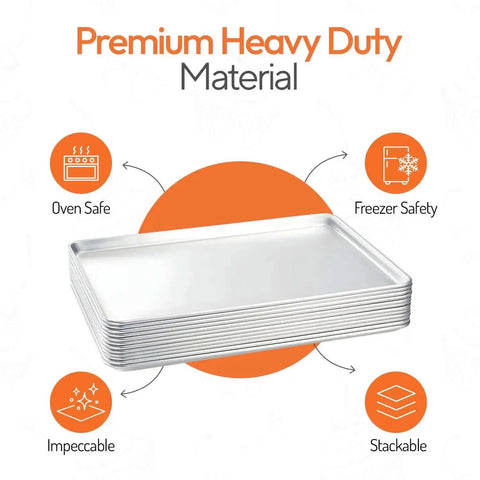 Full Size 18 By 26 Inch Aluminum Sheet Pan For Commercial Bakery, features heavy duty material, oven and freezer safe properties.