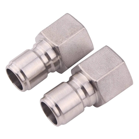 Two stainless steel female quick disconnect fittings, 1/2 FPT, homebrewing sanitary connectors, pack of 2
