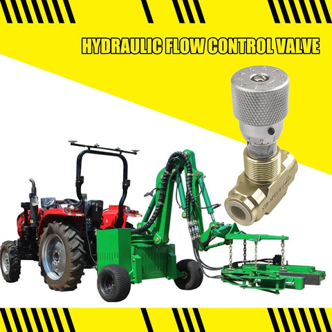 Heavy-Duty Hydraulic Needle Valve With 3/8 NPT Connection In Carbon Steel for hydraulic systems, shown next to farm machinery.