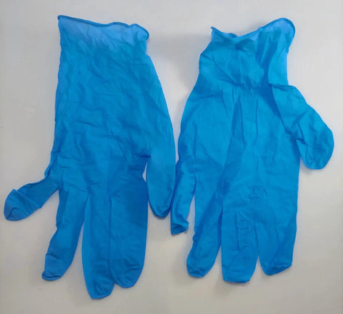 Blue protective gloves included with the Marine Grade Anti-Corrosion And Anti-Seize Lubricant In A 16oz Bottle For Sailboat Rigging.