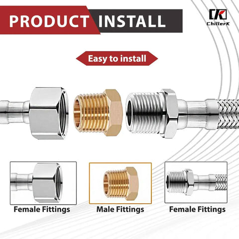 One Half Inch NPT Male To One Quarter Inch NPT Female Brass Reducing Bushing Pipe Fitting Pack Of Five 1200 PSI installation diagram