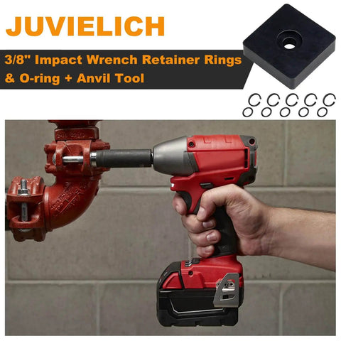 Three Eighths Inch Impact Wrench Retaining Ring Kit With O Ring And Anvil Install Tool Ten Sets Compatible With Milwaukee