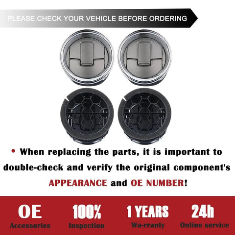 Ford F150 Dashboard AC Heater Vent Louvers 4 Piece Set Replacement 2009 2014, top view of four circular louver pieces.