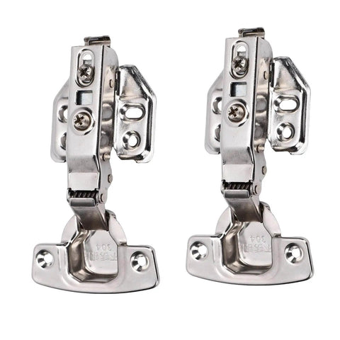 Pair of Rebound Soft Closing Cabinet Hinge, 3 Way Adjustable Frameless, Durable 304 Stainless Steel, visible screws included