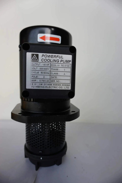 Machine Tool Circulation Coolant Pump TC8100, A True Workhorse With 100 mm Immersion Length, Four Inches, Black Metal Design