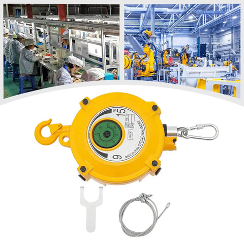 Retractable Spring Balancer For Tools With Adjustable Tension From 19.8 To 33.1 Lbs Pro Grade Tool Fixture Holder shown in industrial setting