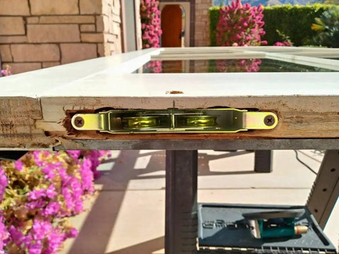 Adjustable Tandem Roller Assembly For Sliding Patio Doors One And A Quarter Inch Steel Ball Bearing Wheel Replacement Two Pack For PVC And Wood Doors Compatible With Andersen PGT Window World Lowes And Other Major Brands Providing Smooth Quiet Operation installed in wooden patio door frame