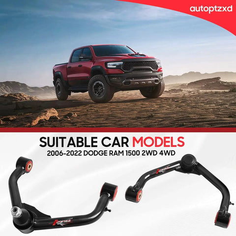 Front Upper Control Arm Kit 2-4 Inch Adjustable With Ball Joint For Ram 1500 2006-2022 And Dodge 1500 2WD 4WD, installed on truck