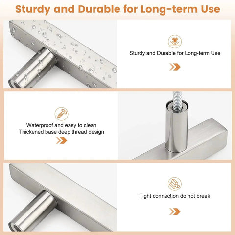 Details of Pack of 10 Satin Nickel Stainless Steel Cabinet Handles with 76mm Hole Centers, highlighting durability and design.