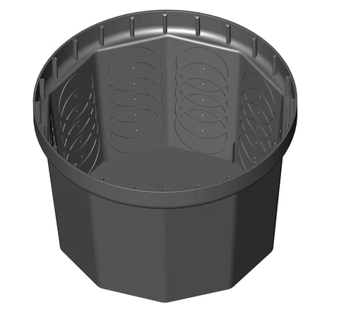 Rhino 24 Inch Heavy Duty Catch Basin Kit With 24 Inch Grate, 10 Hole Box, shown without grate, for drainage systems.