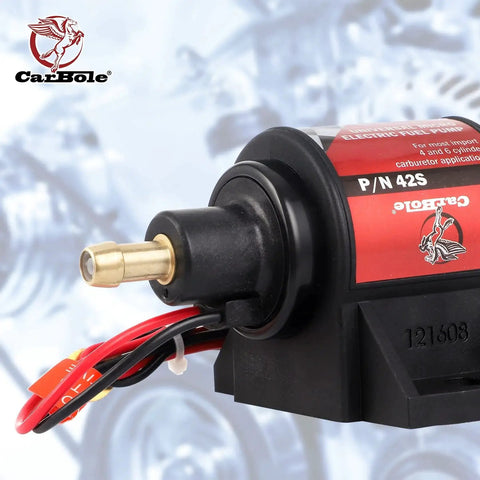 Universal 12V Inline Fuel Pump For Cars And Trucks With Five Sixteenth Inch Inlet And Outlet 28 GPH At Two To Three Point Five PSI
