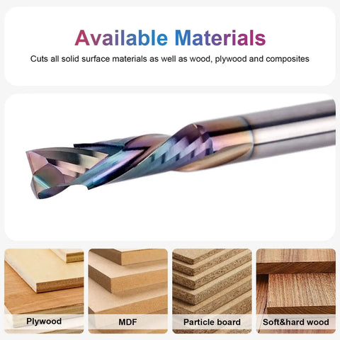 Heavy Duty Pro Grade Compression Spiral Router Bit Set For Woodworking SpeTool TAC Coated 1/4 Inch Shank, carbide bit cutting wood