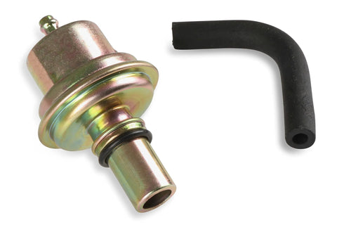 B&M 20234 adjustable vacuum modulator, metal with rainbow zinc finish, with black L-shaped hose.