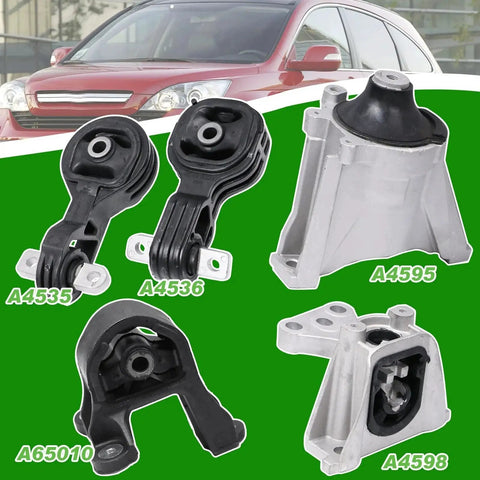 Honda CRV Engine Mount Kit 2.4L 2007 2008 2009 2010 2011 Five Piece Transmission Mount Set Replacing A65010 A4595 A4598 A4535 A4536