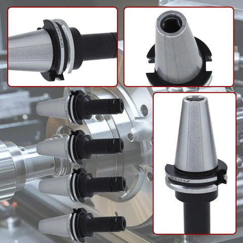 ER16 Collet Chuck Tool Holder Set Four Inch 100mm Length For CNC Milling Lathes with Ground Flange and V Groove