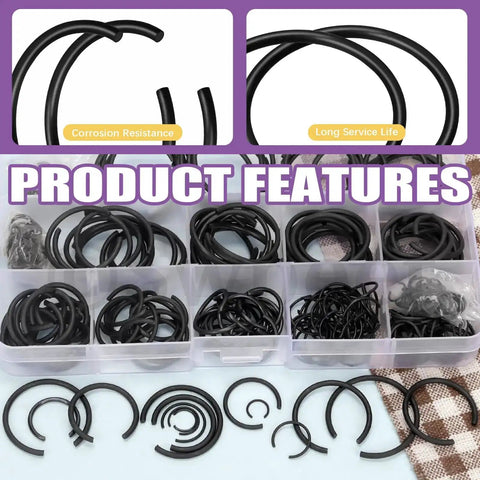 322 Piece Snap Ring Set Carbon Spring Steel And Manganese Round Wire C Clips Internal Snap Ring Kit 14 Sizes For Bearings