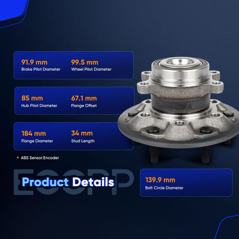 Front Wheel Hub Bearing Assembly For Chevrolet Colorado 2009 To 2012 2WD And GMC Canyon 2009 To 2012 2WD With Encoder Sensor