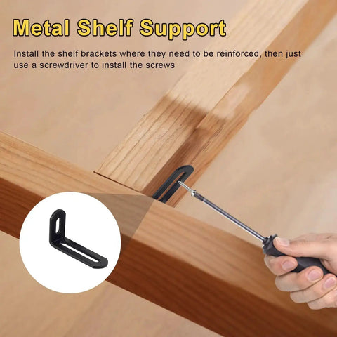 Heavy Duty 10 Pack L Brackets For Shelves 2 By 1 By 0.5 Inch Slotted Corner Braces Black 90 Degree Right Angle Supports