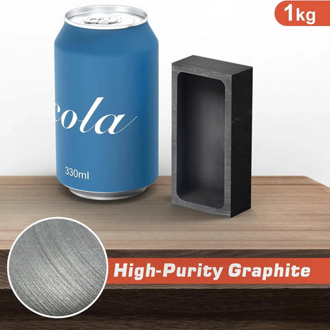 4 Pack 1Kg Graphite Ingot Molds For Casting Gold Silver Aluminum Copper Brass High Density 99.9 Percent Graphite next to can