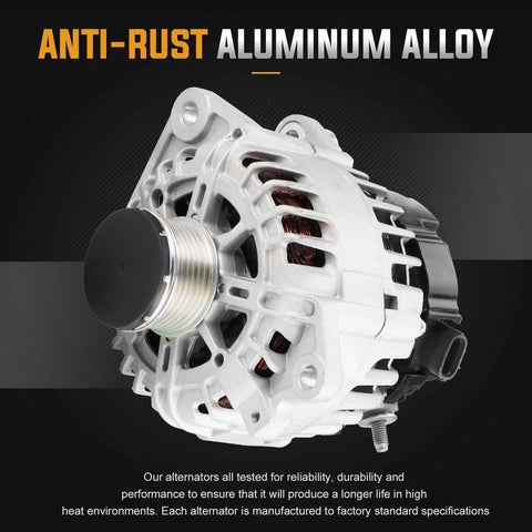 Beefy 3-Pin 110 Amp High Output Alternator For 2.5L Nissan Sentra 2007 To 2012, Rogue 2011 To 2013, anti-rust aluminum alloy design