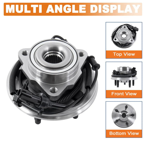 Pair Drop-In Front Wheel Hub Bearing Assembly With ABS Sensor For 2002-2005 Ford Explorer, 2003-2005 Lincoln Aviator, 5 Lug
