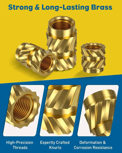 152 Piece M3 Heat Set Threaded Inserts For Plastic With Soldering Tip And Adapter Brass Knurled Nut Inserts Kit In 3 Sizes For Strong Secure 3D Printing Joints